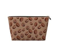 Borsa per il trucco marrone con stampa chicchi di caffè, trousse da viaggio per articoli da toeletta borsa per il trucco da donna, borsa per il trucco in pelle, borsa per il trucco carina, Oro, Taglia