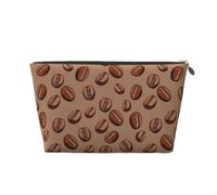 Borsa per il trucco marrone con stampa chicchi di caffè, trousse da viaggio per articoli da toeletta borsa per il trucco da donna, borsa per il trucco in pelle, borsa per il trucco carina, Argento