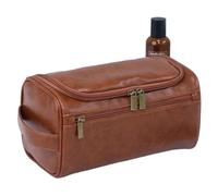 Borsa Per Il Trucco Men Vintage Luxury Toiletry Bag Travel Necessary Business Cosmetic Makeup Cases Male Hanging Storage Organizer Wash Bags(Brown-pu)