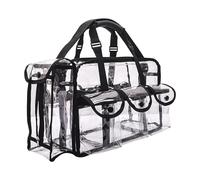Borsa Per Il Trucco Men's Women's Cosmetic Bag Transparent Waterproof Large-Capacity Lipstick Toiletries Skin Care Products Organizer Makeup Bag Borsa Cosmetica(Black)