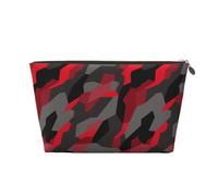 Borsa per il trucco mimetica rossa, grigia e nera, borsa per cosmetici, borsa da viaggio per articoli da toeletta, borsa per il trucco da donna, organizer per trucchi in pelle, graziosa custodia per