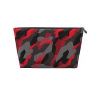 Borsa per il trucco mimetica rossa, grigia e nera, borsa per cosmetici, borsa da viaggio per articoli da toeletta, borsa per il trucco da donna, organizer per trucchi in pelle, graziosa custodia per