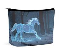 Borsa per il trucco mistica di grande capacità, borsa da viaggio in pelle per donna e uomo, borsa cosmetica portatile con cerniera