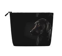 Borsa per il trucco multifunzionale con labrador nero, grande capacità, con cerniera, per viaggi, lavoro, casa, borsa per il trucco, portamonete, Nero , Taglia unica