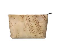 Borsa per il trucco multifunzionale in velluto a coste con chiusura a cerniera a cinque righe per spartiti musicali 22x7x17cm per viaggi campeggio vacanze fitness, Nero , Taglia unica