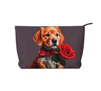 Borsa per il trucco multifunzionale in velluto a coste con chiusura a cerniera a forma di cane gentleman-like 22 x 7 x 17 cm per viaggi, campeggio, vacanze, fitness, Nero , Taglia unica