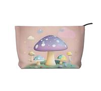 Borsa per il trucco multifunzionale in velluto a coste con chiusura a cerniera a forma di fungo, 22 x 7 x 17 cm, per viaggi, campeggio, vacanze, fitness, Nero , Taglia unica