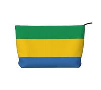 Borsa per il trucco multifunzionale in velluto a coste con chiusura a cerniera con bandiera del Gabonese, 22 x 7 x 17 cm, per viaggi, campeggio, vacanze, fitness, Nero , Taglia unica