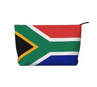 Borsa per il trucco multifunzionale in velluto a coste con chiusura a cerniera con bandiera del Sud Africa, 22 x 7 x 17 cm, per viaggi, campeggio, vacanze, fitness, Nero , Taglia unica