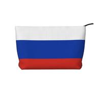 Borsa per il trucco multifunzionale in velluto a coste con chiusura a cerniera con bandiera russa 22 x 7 x 17 cm per viaggi, campeggio, vacanze, fitness, Nero , Taglia unica