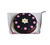 Borsa per il trucco multifunzionale in velluto a coste con chiusura a cerniera per torta al cioccolato nero 22 x 7 x 17 cm per viaggi campeggio vacanze fitness, Nero , Taglia unica