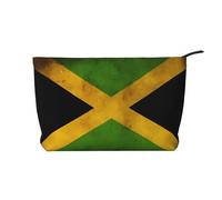 Borsa per il trucco multifunzionale in velluto a coste con chiusura a cerniera vecchia bandiera giamaicana organizer 22x7x17cm per viaggi campeggio vacanze fitness, Nero , Taglia unica