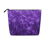 Borsa per il trucco multifunzionale viola in peluche impermeabile di grande capacità con cerniera viaggio d'affari viaggio di lavoro borsa portamonete, Nero , Taglia unica