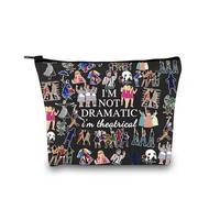 Borsa per il trucco musicale di Broadway, borsa per il trucco con scritta "I'm Not Dramatic I'm Theatrical Musical Theatre Theatre", con cerniera West End Broadway, I'm Theatrical Black Eu, Borsa