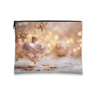 Borsa per il trucco natalizia, borsa da viaggio per cosmetici con motivo a cuore e stella, piccola borsa portatile in tela con cerniera, borsa da toilette per la cura della pelle delle vacanze, Pesca