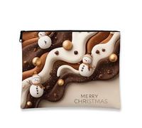 Borsa per il trucco natalizia, con pupazzo di neve e cioccolato turbinio borse da viaggio per donne, piccola borsa portatile in tela con cerniera, organizer per articoli da toeletta per le vacanze