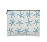 Borsa per il trucco nautica, borsa da viaggio per cosmetici da donna, piccola borsa portatile in tela con cerniera, regalo estivo per la cura della pelle, Blu, 7x9 Inch, Stella marina