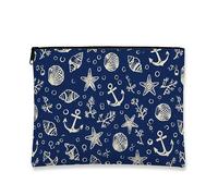 Borsa per il trucco nautico, borsa da viaggio per cosmetici, con ancore costiere, borsa da viaggio per donne, organizer portatile in tela con cerniera, borsa per la cura della pelle estiva da spiaggia