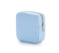 Borsa Per Il Trucco Nylon Mini Makeup Bag Toiletry Cosmetic Storage Bag Waterproof Zipper Small Pouch Coin Sanitary Napkin Purse For Women Girls Borsa Cosmetica(Light Blue)