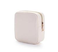 Borsa Per Il Trucco Nylon Mini Makeup Bag Toiletry Cosmetic Storage Bag Waterproof Zipper Small Pouch Coin Sanitary Napkin Purse For Women Girls Borsa Cosmetica(Beige)