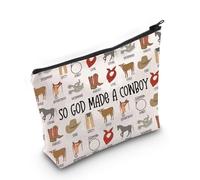 Borsa per il trucco occidentale Regali occidentali per le donne Cowgirl occidentale Stuff So God Made a Cowgirl Borsa con cerniera Regalo religioso Farm Pouch, God Made Cowgirl-py2, MB