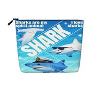 Borsa per il trucco Ocean Cool Sharks per donna, borsa da viaggio portatile con cerniera, organizer