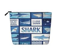 Borsa per il trucco Ocean Sharks per donna, borsa da viaggio portatile con cerniera, organizer