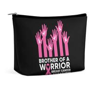 Borsa per il trucco of A Warrior Breast Cancer Awareness, borsa da viaggio in PU, impermeabile, con cerniera, per articoli da toeletta da donna, 6,8x5,9 pollici