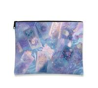 Borsa per il trucco olografica, borsa da viaggio per cosmetici mistica ed eterea per donna, piccola custodia portatile in tela con cerniera, organizer per articoli da toeletta per la cura quotidiana