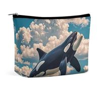 Borsa per il trucco Orcas in The And Clouds per donna, portatile, cosmetica, impermeabile, estetica, da viaggio e da lavoro