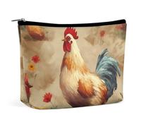 Borsa per il trucco Organizer per il trucco Borsa cosmetica pieghevole Arte Pollo Animale Dipinto Stampato Borsa per il trucco da viaggio per le donne