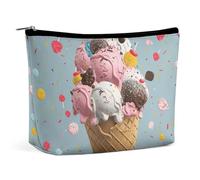 Borsa per il trucco Organizer per il trucco Borsa cosmetica pieghevole Borsa per il trucco da viaggio stampata con gelato dolce per le donne
