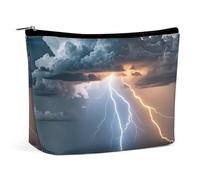 Borsa per il trucco Organizer per il trucco Borsa cosmetica pieghevole Borsa per il trucco da viaggio stampata con fulmine e nuvola per le donne