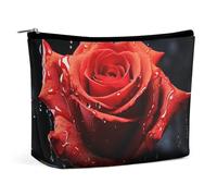 Borsa per il trucco Organizer per il trucco Borsa cosmetica pieghevole Rosa rossa con schizzi rossi Borsa per il trucco da viaggio stampata per le donne