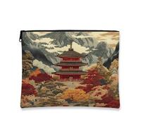 Borsa per il trucco panoramica con montagna cinese, 17,8 x 22,9 cm, borsa da viaggio, borsa cosmetica con foresta di montagna naturale per donne, borsa da toilette con cerniera in tela portatile con