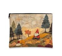 Borsa per il trucco patchwork con gnomi autunnali, borsa da viaggio per donne, regali per ragazze, organizer portatile con cerniera in tela piccola da 17,8 x 22,9 cm