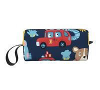 Borsa per il trucco per auto della polizia animale, resistente all'acqua, organizer da viaggio per donne e uomini, custodia per cosmetici con elefante carino con cerniera piccola borsa per attrezzi