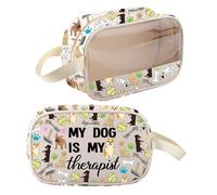 Borsa per il trucco per cani Simpatica idea regalo per gli amanti dei cani My Dog is My Dog is My Therapist Proprietario di animali domestici Regali Zipper Cosmetic Pouch Organizer Bag