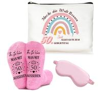 Borsa per il trucco per compleanno, donna e ragazza, 3 pezzi, con maschere per gli occhi, per il 18 50 compleanno, per donne e ragazze, regalo di compleanno per 18 50 anni, 50° compleanno, Moderno