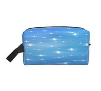 Borsa per il trucco per donne, ragazze e adolescenti, grande capacità, borsa da viaggio per cosmetici, organizer per il trucco, grande e carina borsa da viaggio con sfondo blu flash.