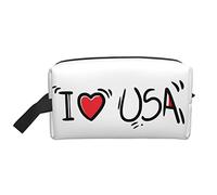 Borsa per il trucco per donne, ragazze e adolescenti, grande capacità, borsa per cosmetici da viaggio, organizer per il trucco, grande e carina borsa per il trucco da viaggio, I Love USA
