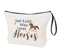 Borsa per il trucco per gli amanti dei cavalli, regalo per ragazze e donne, borsa cosmetica portatile a tema cavallo con cordino, regalo per amici, figlia, moglie, sorella, solo una ragazza che ama i