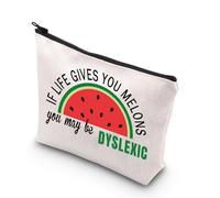 Borsa per il trucco per insegnante dislessia regali per insegnanti se la vita ti dà meloni potresti essere dislessico lettura specialista regali, Dislessia Regno Unito