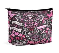 Borsa per il trucco per la consapevolezza del cancro al seno, borsa da viaggio in PU, impermeabile, con cerniera, per articoli da toeletta da donna, 6,8x5,9 pollici