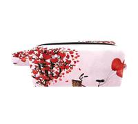Borsa per il trucco per le donne,Borsa per cosmetici piccola,Borse per il trucco da viaggio,bicicletta dell'albero del cuore di amore Borsa da stampa