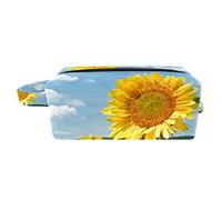 Borsa per il trucco per le donne,Borsa per cosmetici piccola,Borse per il trucco da viaggio,campo di girasoli Borsa da stampa