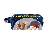 Borsa per il trucco per le donne,Borsa per cosmetici piccola,Borse per il trucco da viaggio,cervi del fumetto buon natale Borsa da stampa