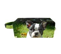 Borsa per il trucco per le donne,Borsa per cosmetici piccola,Borse per il trucco da viaggio,cucciolo di cane boston terrier Borsa da stampa