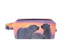 Borsa per il trucco per le donne,Borsa per cosmetici piccola,Borse per il trucco da viaggio,famiglia degli orsi polari Borsa da stampa