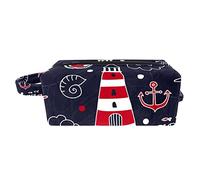 Borsa per il trucco per le donne,Borsa per cosmetici piccola,Borse per il trucco da viaggio,faro dei cartoni animati dell'oceanomare Borsa da stampa